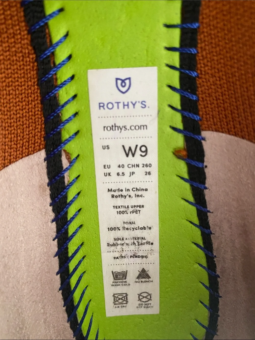 Rothy's Caramel Knit Flats with Blue Trim - Picture 9 of 10